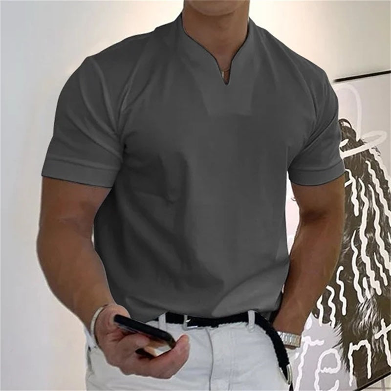 Breathable men's fitness shirt with V-neck - Timo