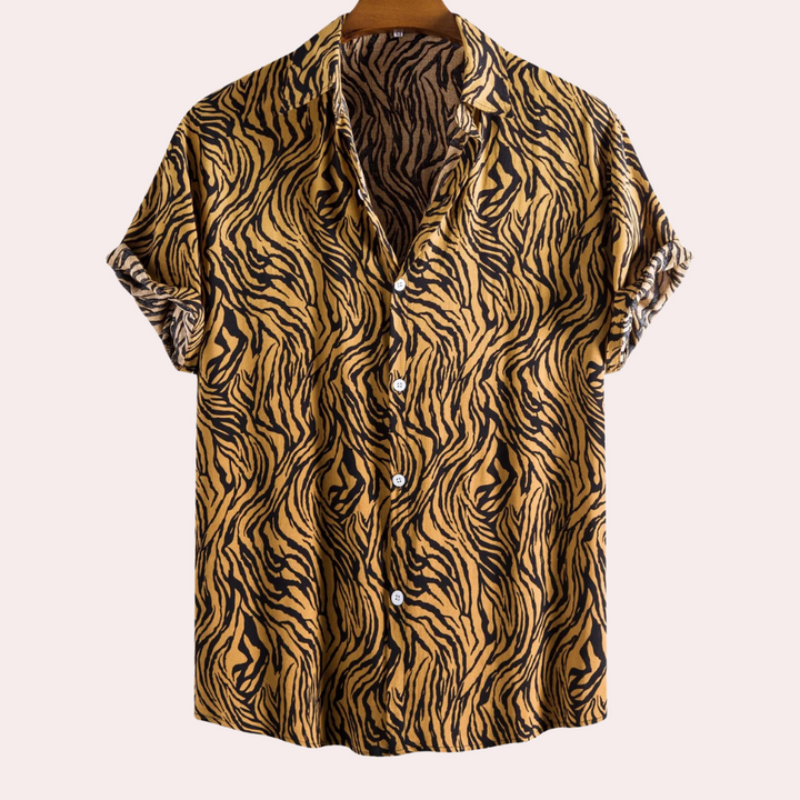 Trendy Tiger Print Shirt with Button Closure - Oscar