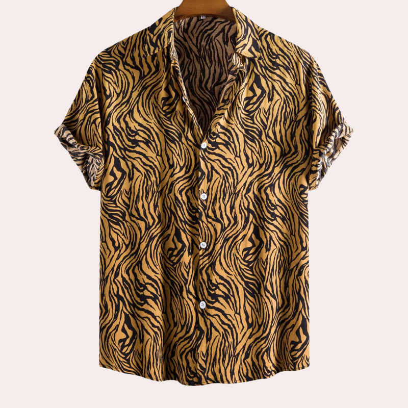 Trendy Tiger Print Shirt with Button Closure - Oscar