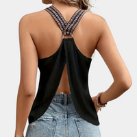 Black Fashionable V-Neck Top for Women - Noa