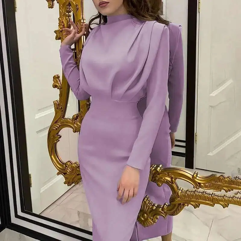 Bodycon Midi Jurk met Turtleneck – Valeria