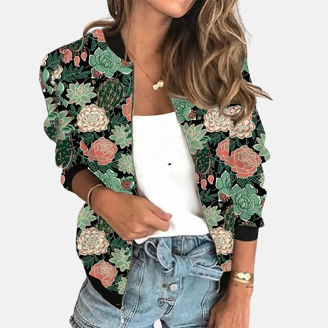 Women's Retro Bomber Jacket with Print - Zoë