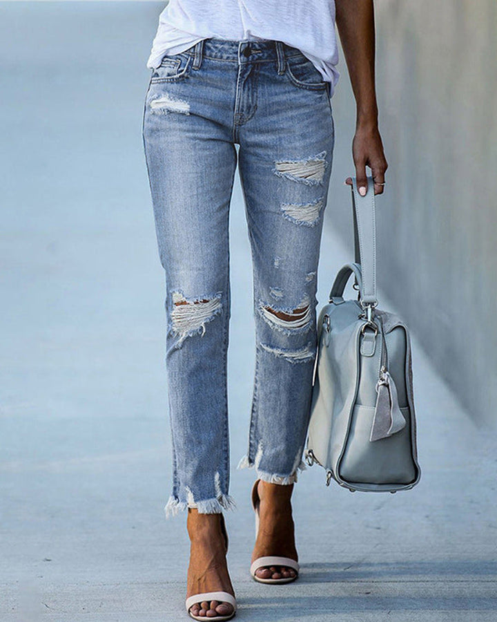 Women's Ripped Slim-Fit Jeans – Liora