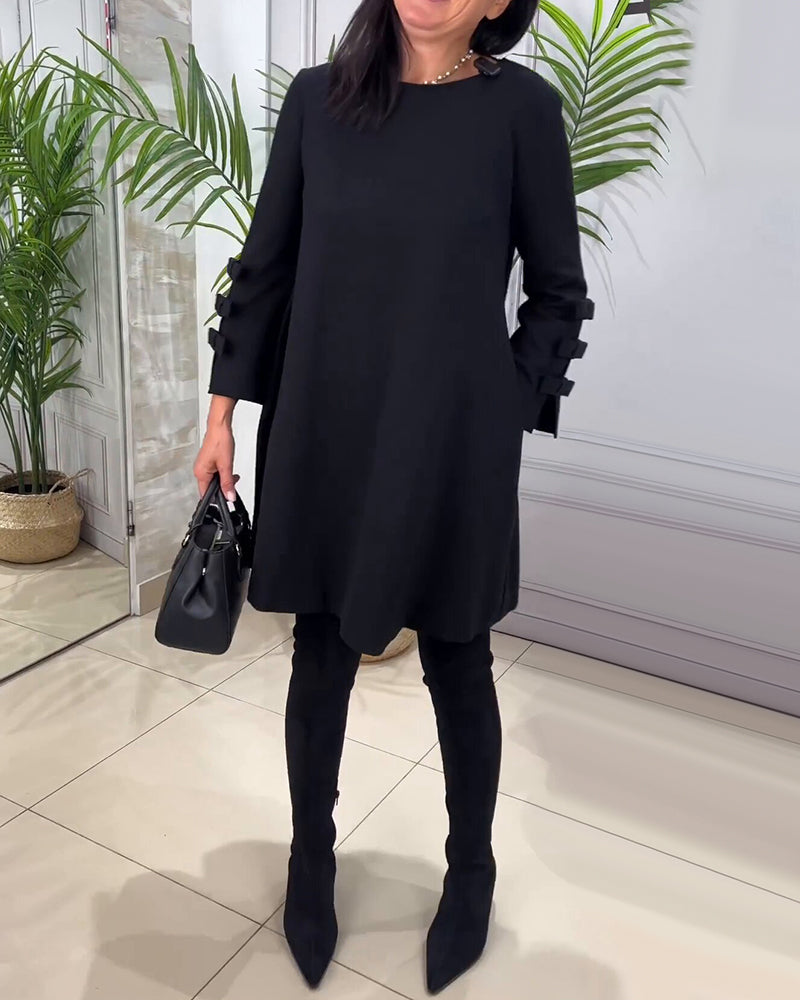 Casual Zwarte Jurk met Lange Mouwen - Nora