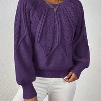 Women's Cable Knit Sweater with Lantern Sleeves – Sanna