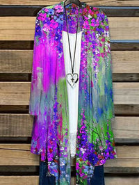 Long Women's Cardigan with Floral Print – Liva