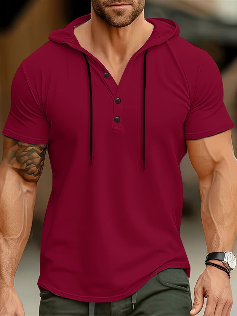 Men's T-shirt with Hood and Button Closure – Mason