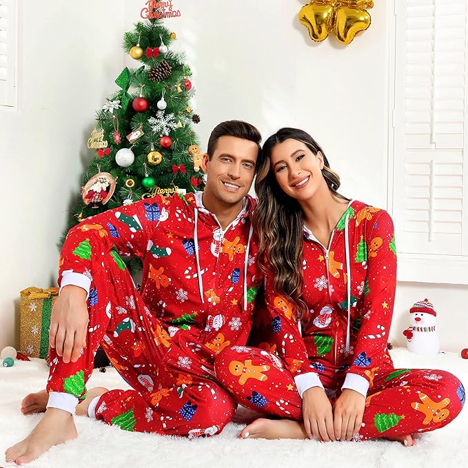 Comfortabele Koppel Kerst Matching Onesie Pyjama's - SnuggleDuo