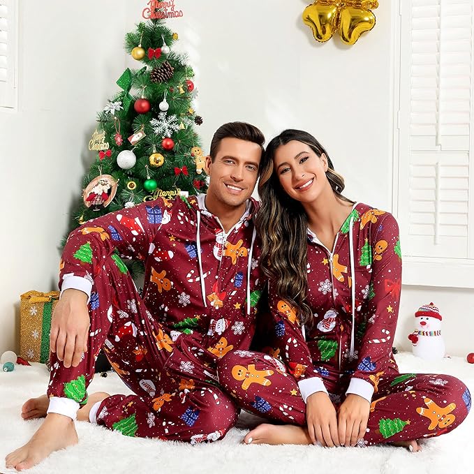 Comfortabele Koppel Kerst Matching Onesie Pyjama's - SnuggleDuo