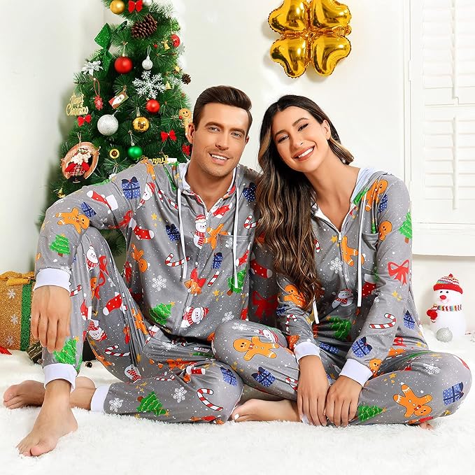 Comfortabele Koppel Kerst Matching Onesie Pyjama's - SnuggleDuo