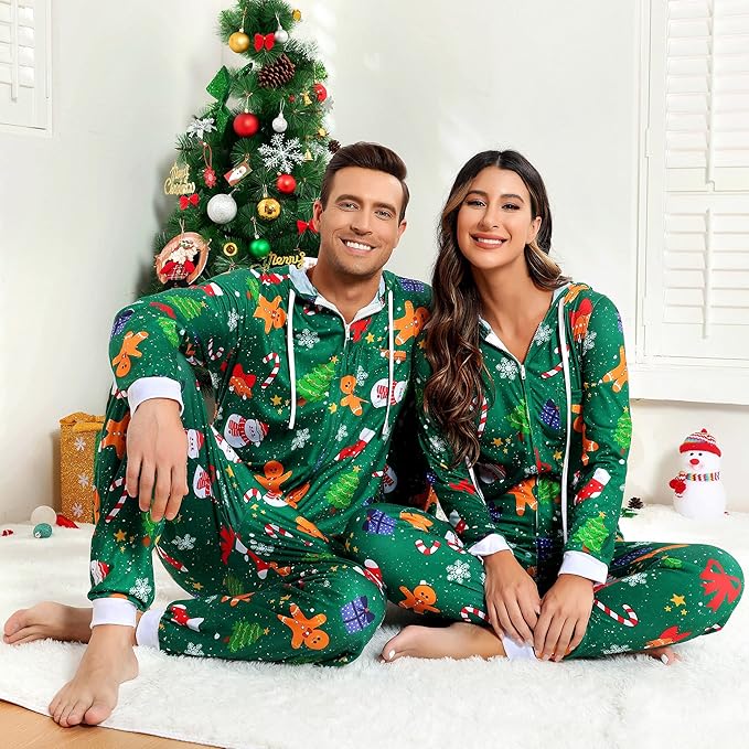 Comfortabele Koppel Kerst Matching Onesie Pyjama's - SnuggleDuo