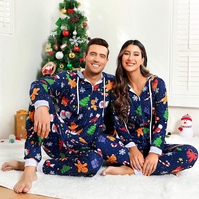 Comfortabele Koppel Kerst Matching Onesie Pyjama's - SnuggleDuo