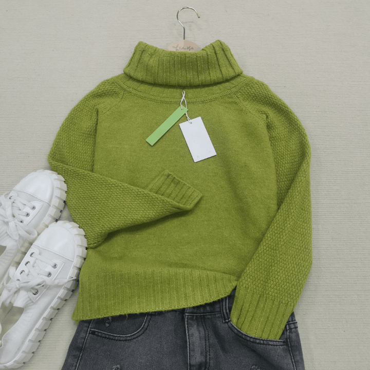 Grasgroene Oversized Gebreide Damescoltrui - Nora
