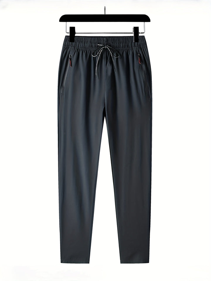 Solid Jogging Pants with Zipper Details - Milan