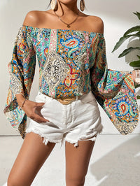 Off-Shoulder Blouse with Geometric Print – Noémie