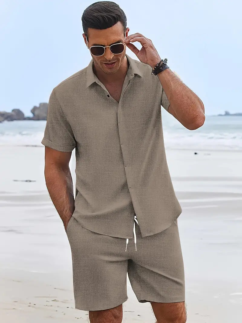 Fashionable Khaki Men's Summer Set – Dario