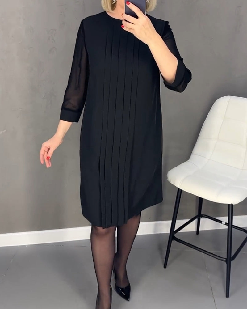 Trendy Shift Dress with Mesh Details - Gabrielle