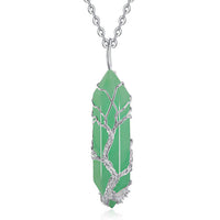 Stylish Crystal with Tree of Life Gemstone Necklace - Elara
