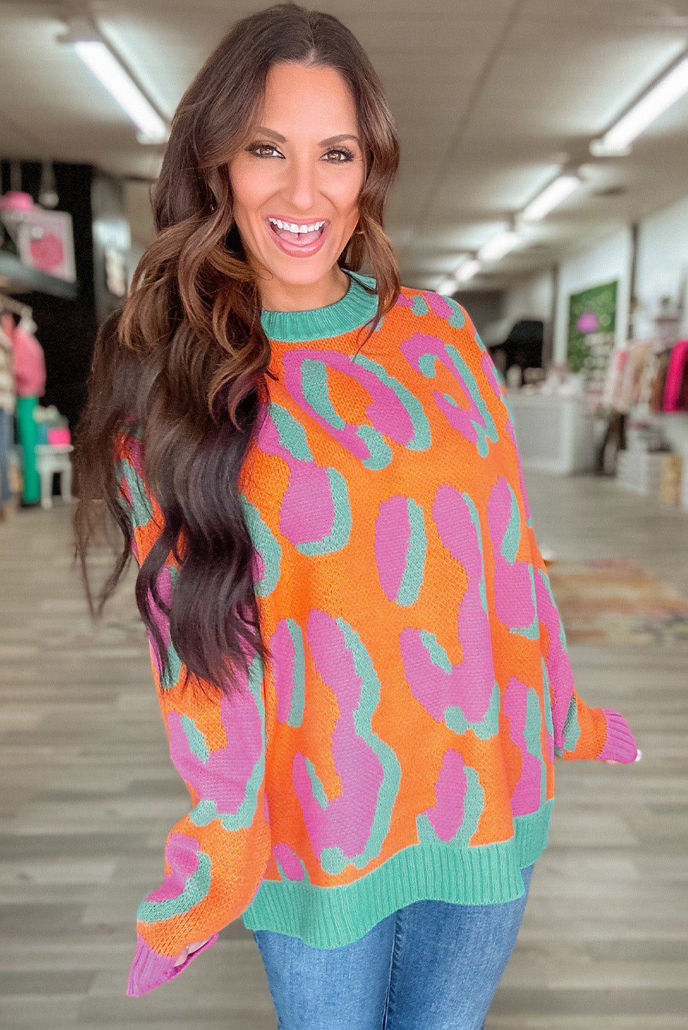 Damestrui Met Colorblock Luipaardprint En Ronde Hals – Liora
