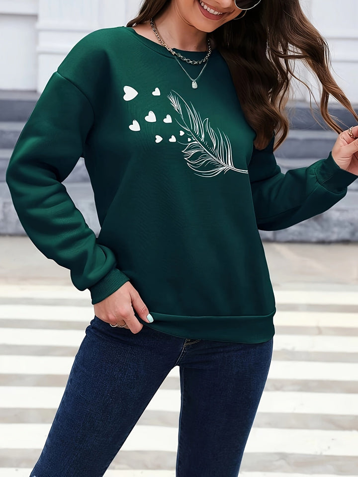 Casual Sweatshirt with Feather Print - Marisa