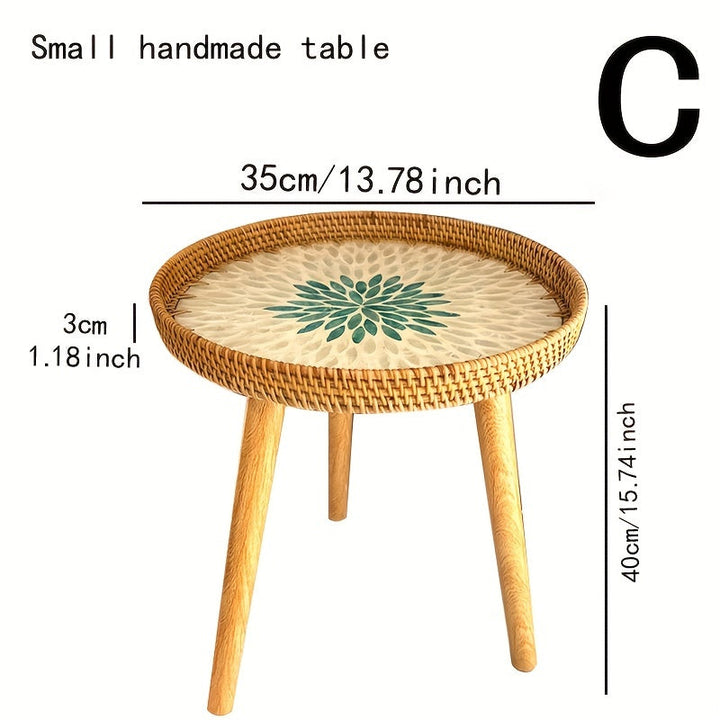 Scandinavian Rattan Side Table - Elin