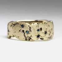 Vintage Goudring met Blauw Ingelegde Kristal - Aurielle