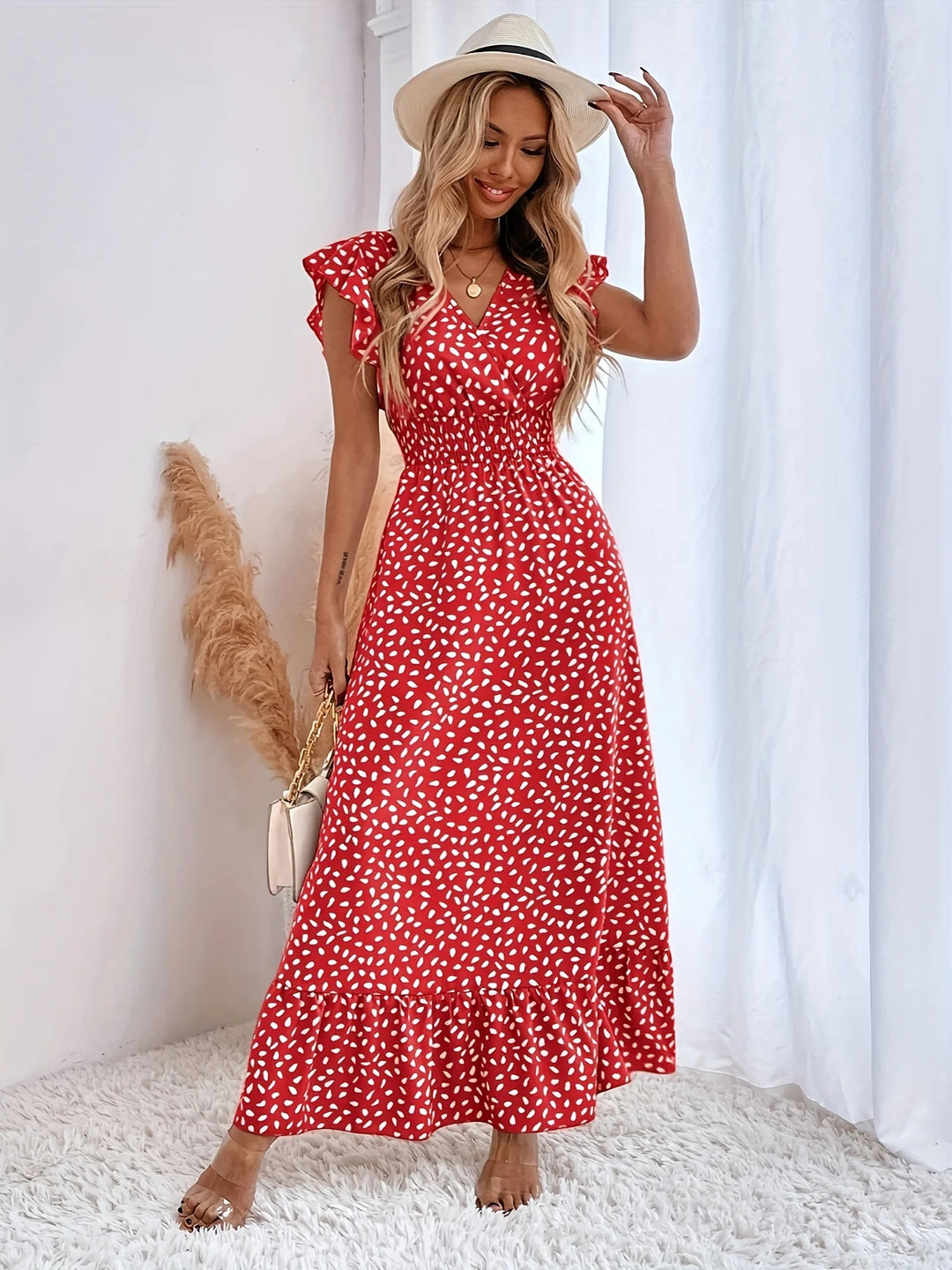 Sukienka Flora Print Ruches | Stylowa i Modna