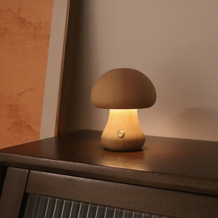 Drewniana lampka nocna LED w kształcie grzyba - GlowShroom