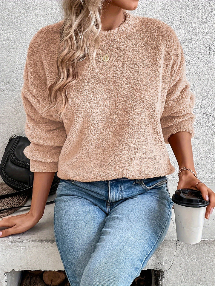 Comfortable Teddy Pullover Sweatshirt - Livia