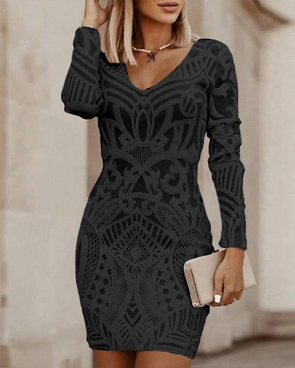 Stylish Mini Dress with V-Neck - Sienna