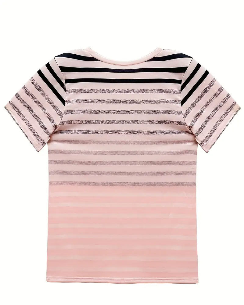 Gestreept dames T-shirt met ronde hals en kleurverloop – Melia