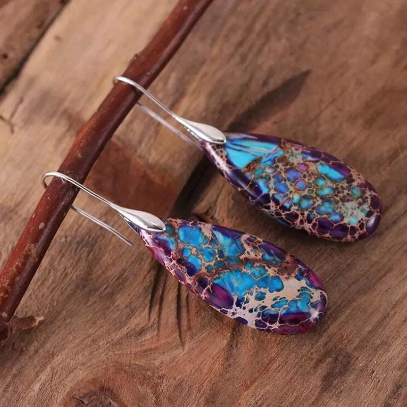 Drop-Shaped Imperial Stone Earrings - Amara