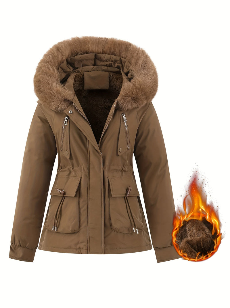 Women's Winter Coat with Removable Fur Hood - Noëlle