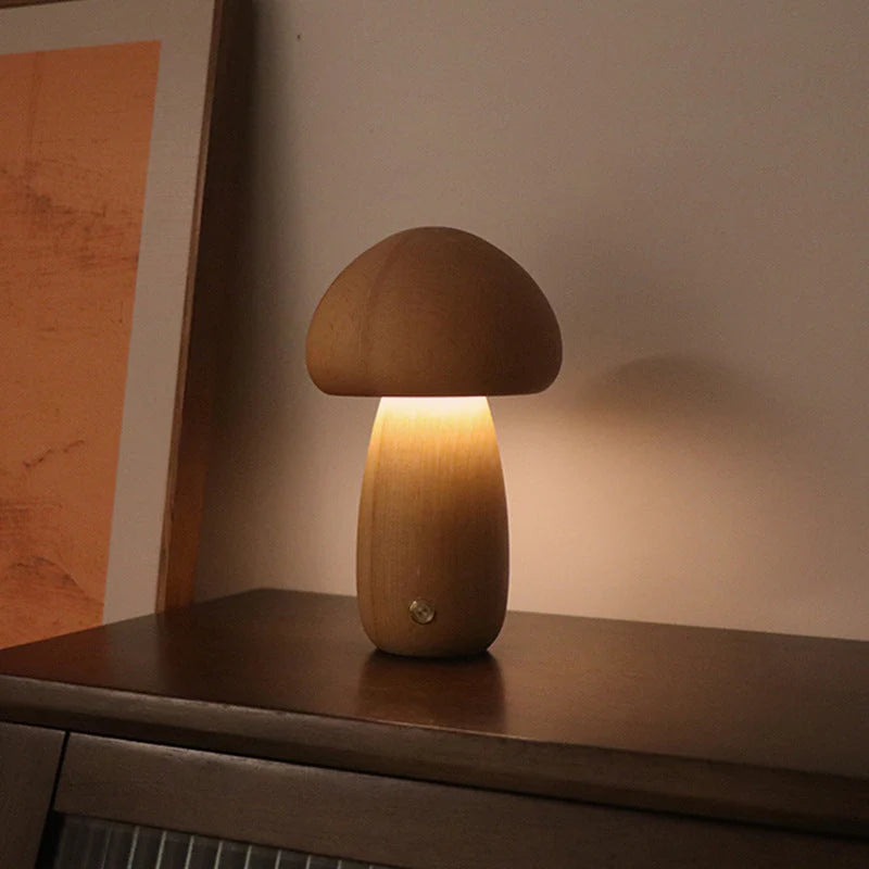 Drewniana lampka nocna LED w kształcie grzyba - GlowShroom