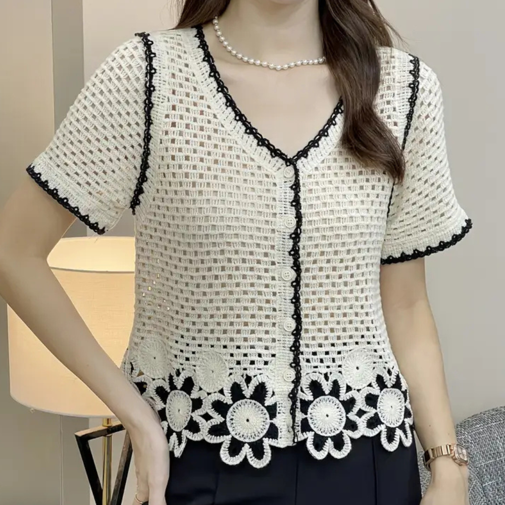 Trendy Openwork Blouse for Women - Livia