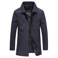Windproof Long Men's Coat in Solid Color - Koen