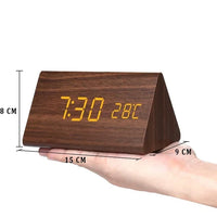 Wooden LED Alarm Clock with Voice Control - EcoClock
