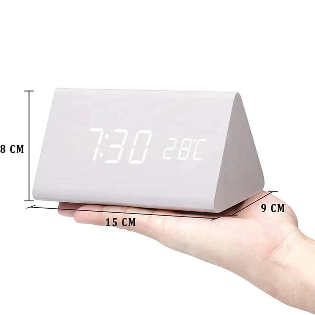 Wooden LED Alarm Clock with Voice Control - EcoClock