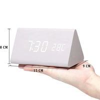 Wooden LED Alarm Clock with Voice Control - EcoClock