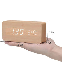 Wooden LED Alarm Clock with Voice Control - EcoClock