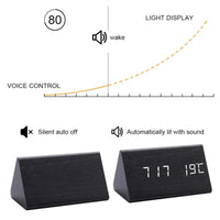 Wooden LED Alarm Clock with Voice Control - EcoClock