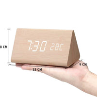 Wooden LED Alarm Clock with Voice Control - EcoClock