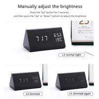 Wooden LED Alarm Clock with Voice Control - EcoClock