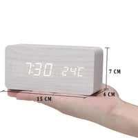 Wooden LED Alarm Clock with Voice Control - EcoClock