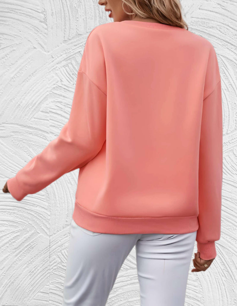 Oversized damski sweter z okrągłym dekoltem - Luna