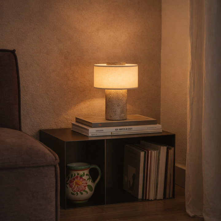 Portable Marble & Linen LED Table Lamp - Cordless Rechargeable Light 6