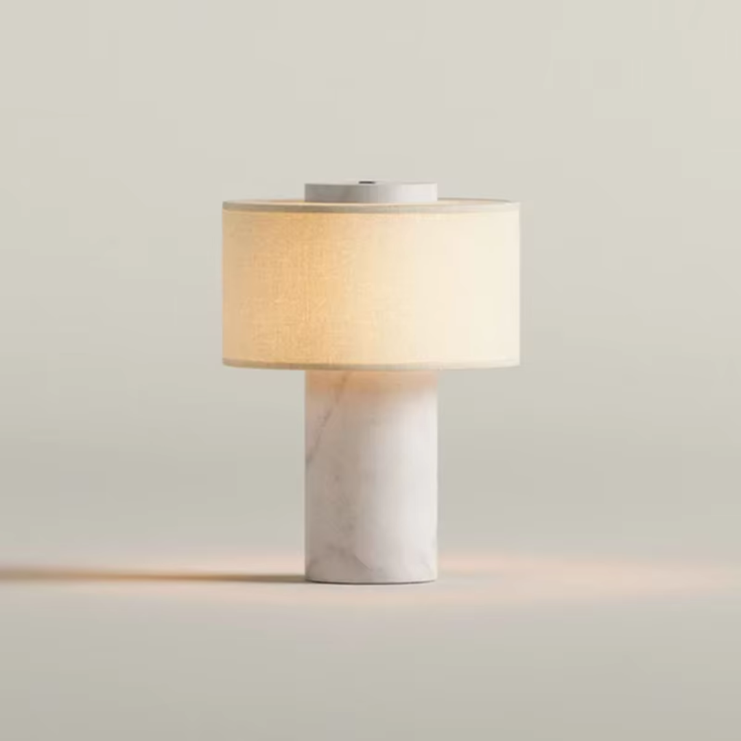 Portable Marble & Linen LED Table Lamp - Cordless Rechargeable Light 9