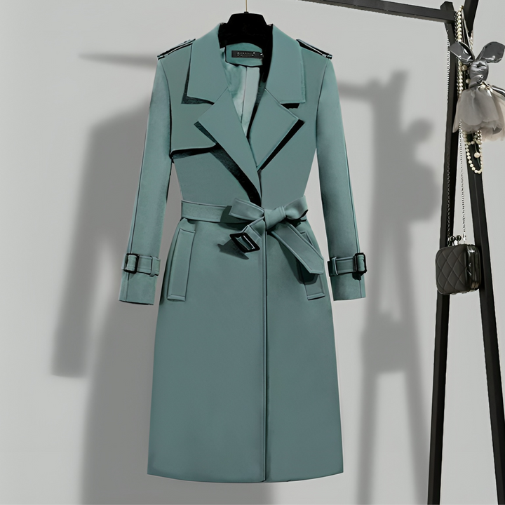 Women's trench coat with waist & button closure – Sophia