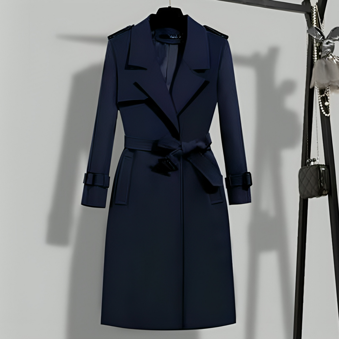 Women's trench coat with waist & button closure – Sophia