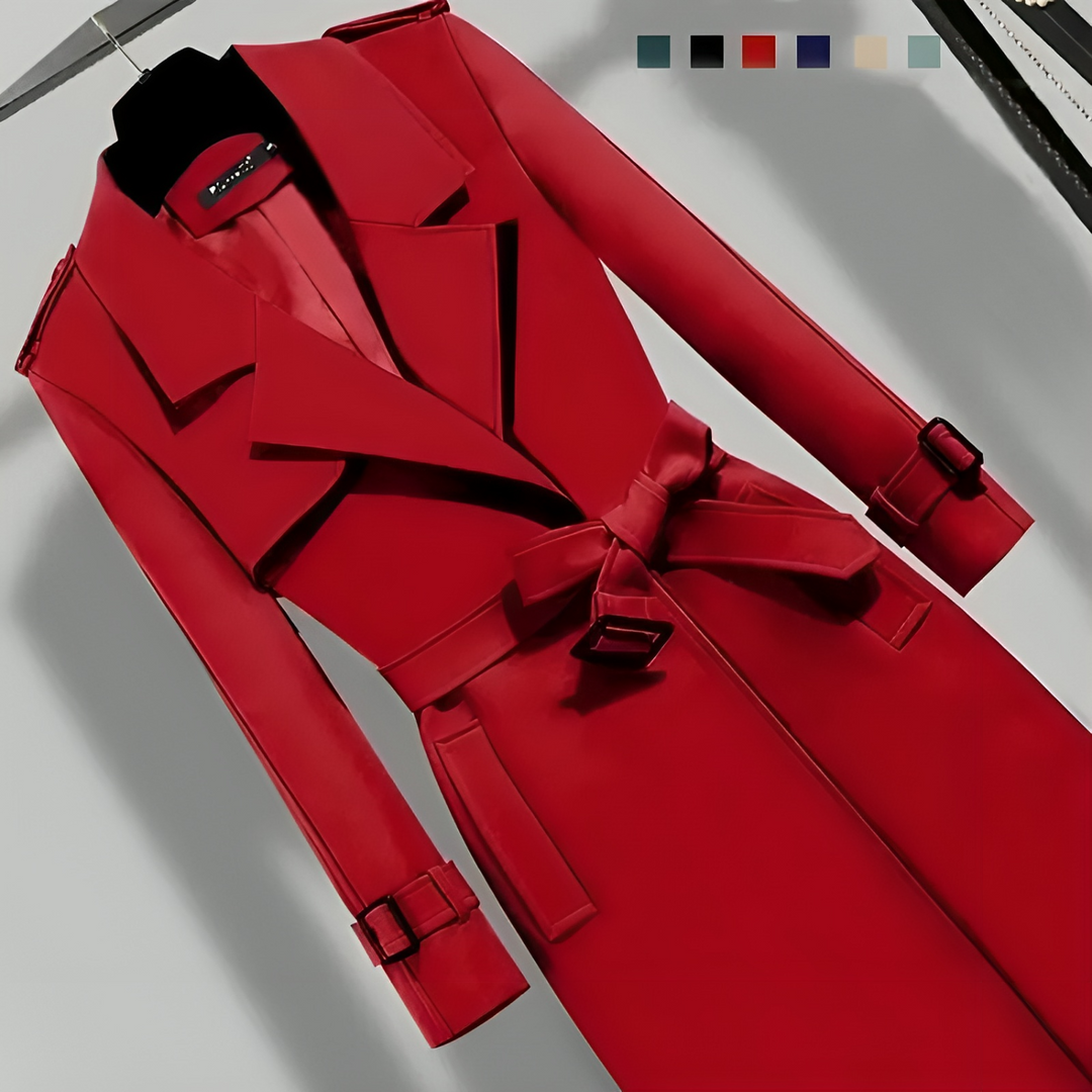 Women's trench coat with waist & button closure – Sophia